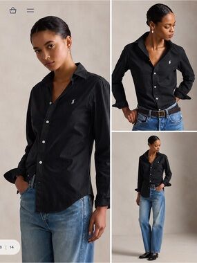 Polo by Ralph Lauren Black Button-Down Shirt - fits a size 0/2